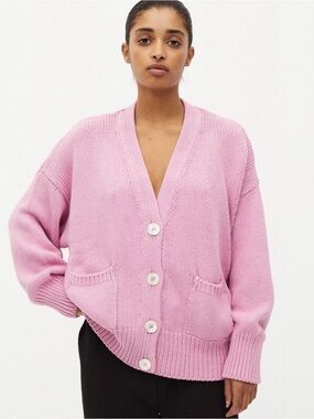 babaa cardigan no16 fallen bougainvillea light pink